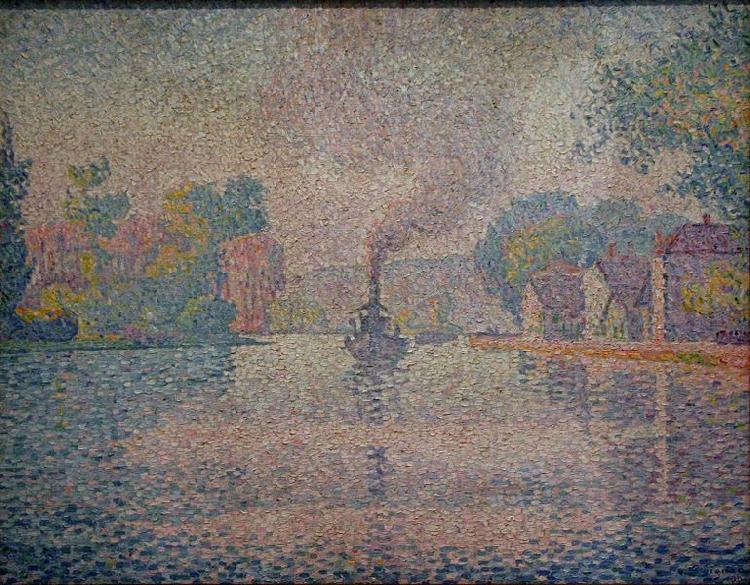 Paul Signac L'Hirondelle Steamer on the Seine Norge oil painting art